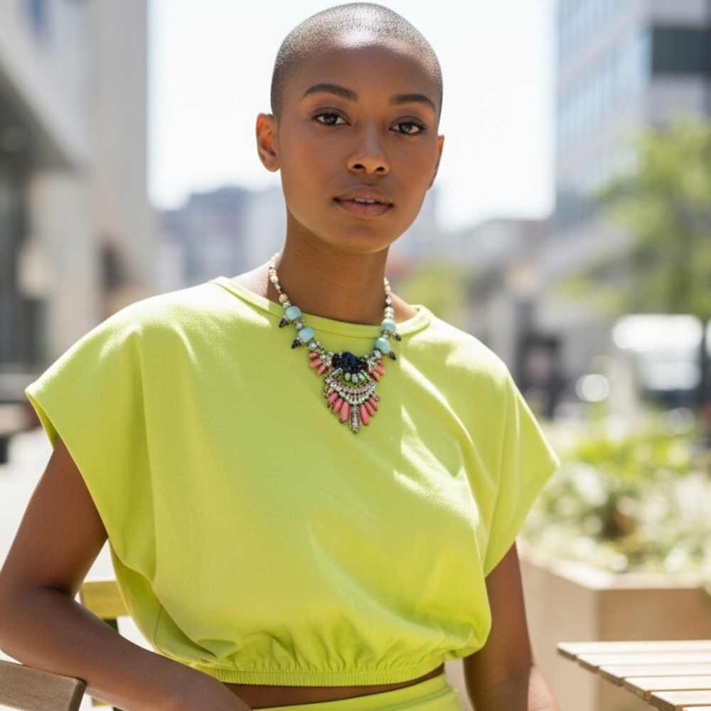Vibrant Lime Skirt Set for Women
